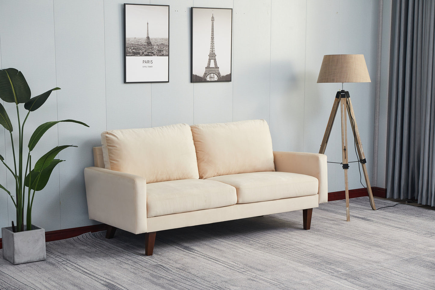 Stationary Loveseat - Beige