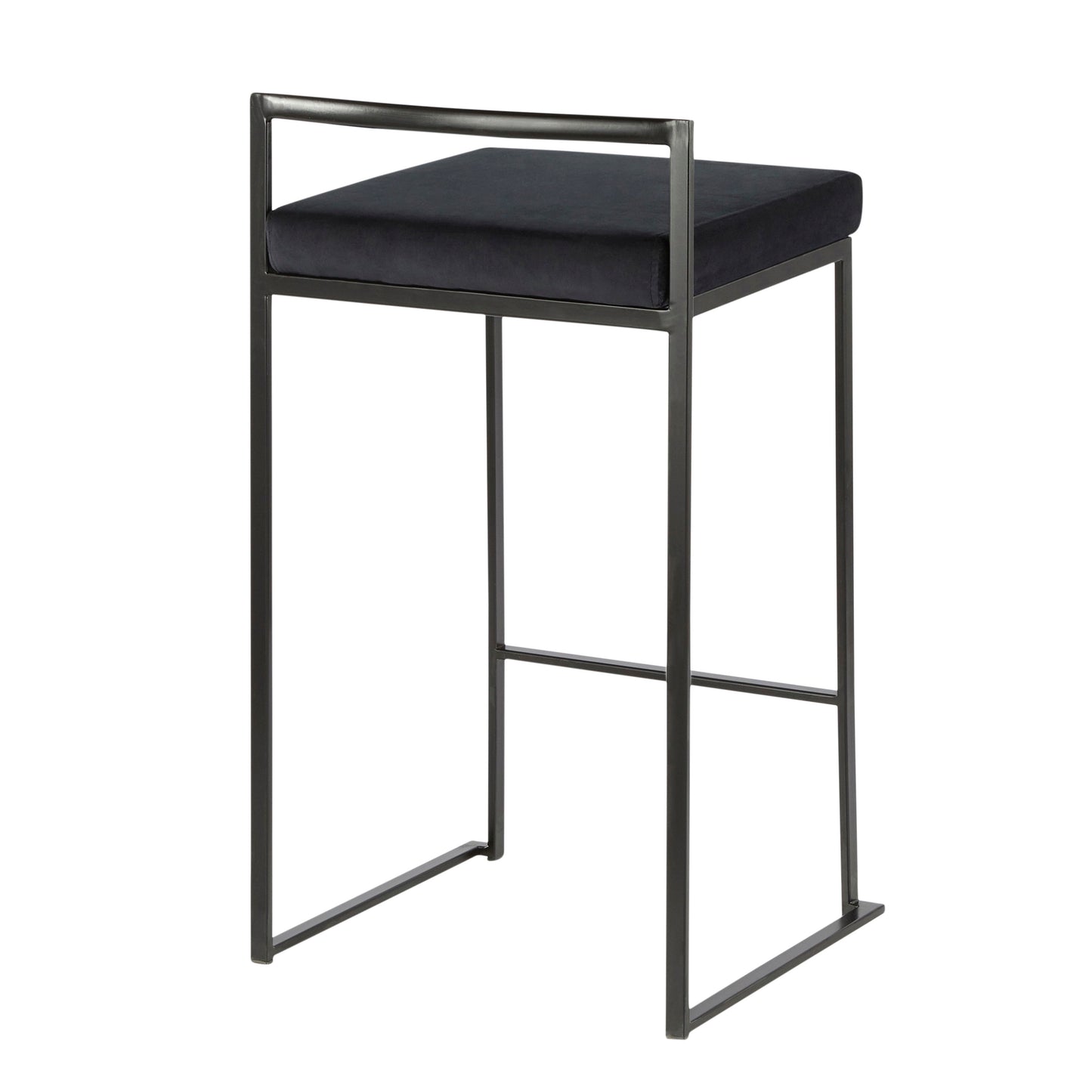 Fuji - Contemporary Stackable Counter Stool (Set of 2) - Black - Velvet