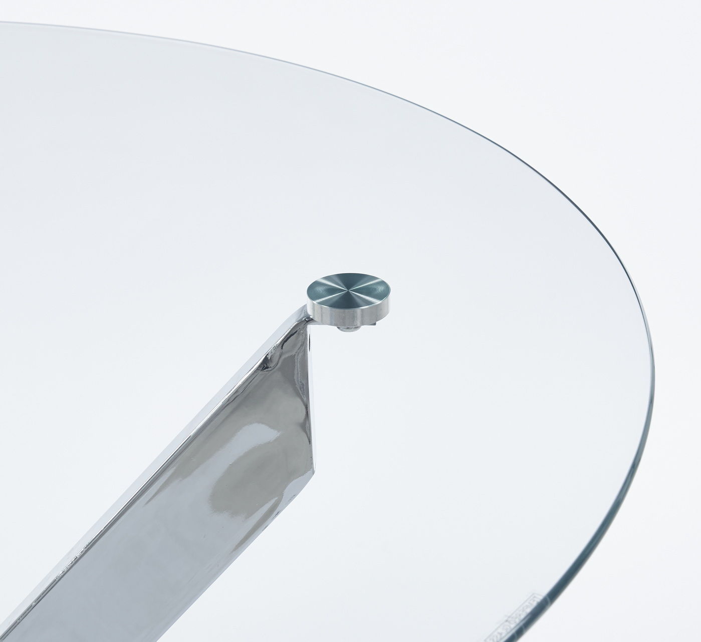 Dining Table With Cross Metal Leg And Tempered Glass, Modern Space Saving Kitchen Table For Living Room Legs - Chrome