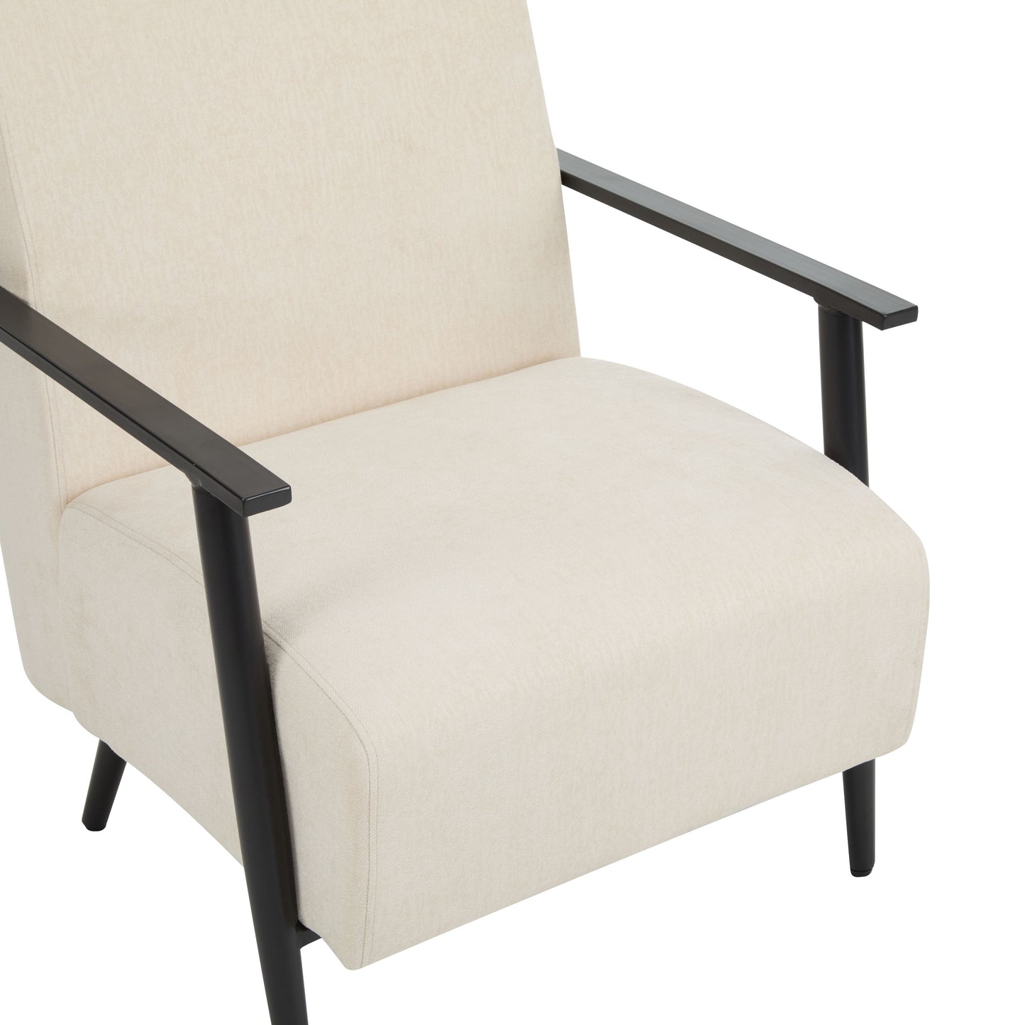 Modern Lounge Chair With Polyester Upholstery And Sturdy Metal Frame - Beige