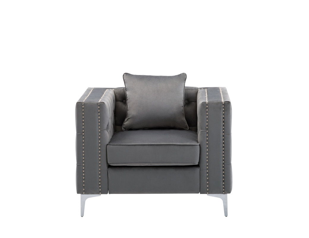 Lorreto - Velvet Chair - Gray