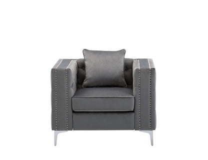 Lorreto - Velvet Chair - Gray