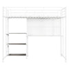 Twin Size Loft Bed With Desk And Whiteboard, Loft Bed With 3 Shelves And Ladder - White