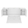 Full Size Murphy Bed With Shelves, Cabinets And USB Ports - White