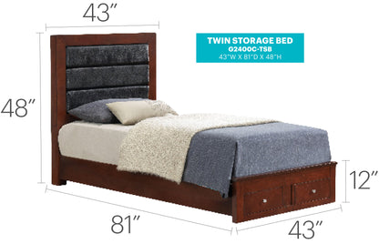 Twin Storage Bed - Cherry