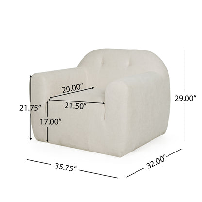 Harmonara - Boucle Upholstered Club Chair With Blind Tufting - Cream