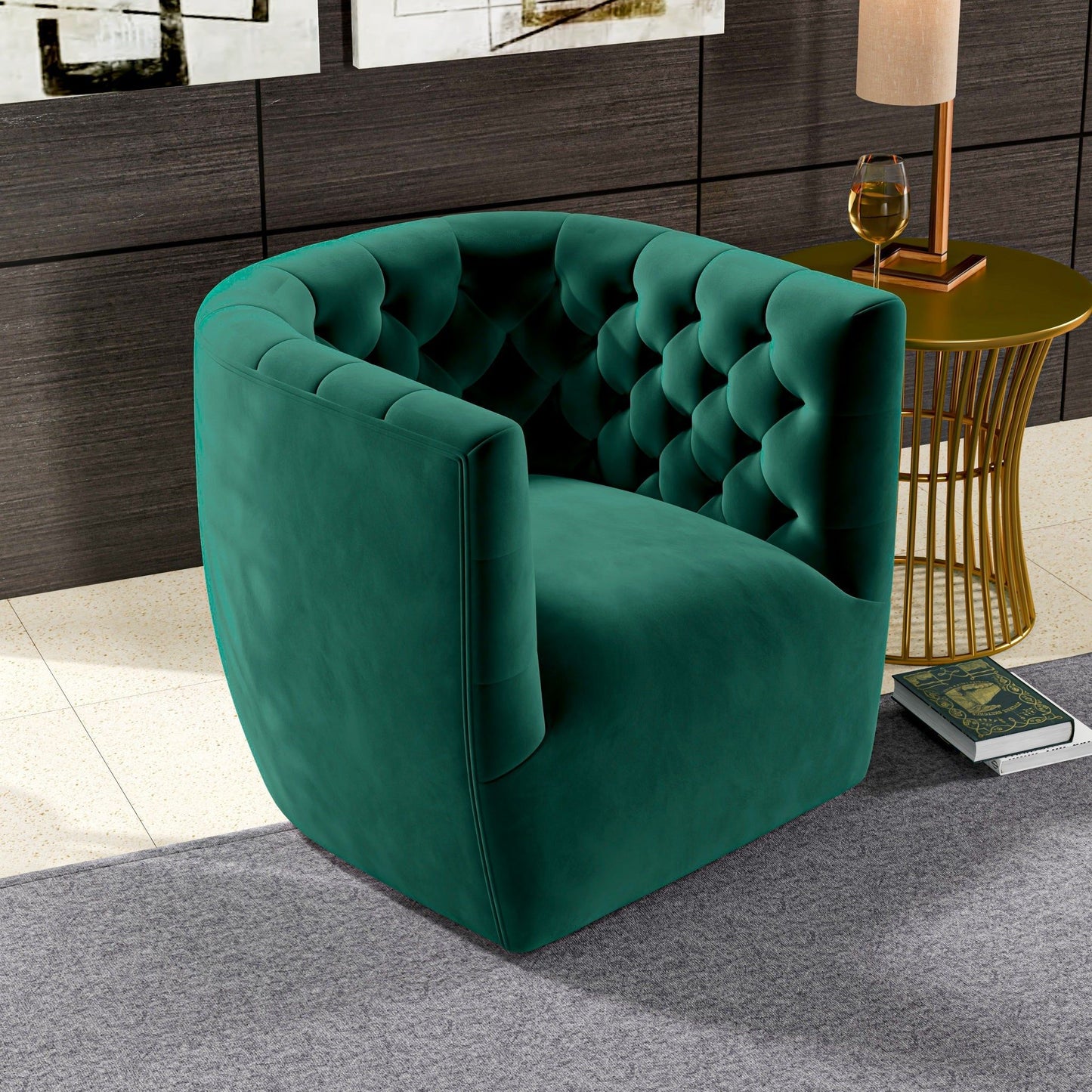 Delaney - Swivel Stylish Chair - Green