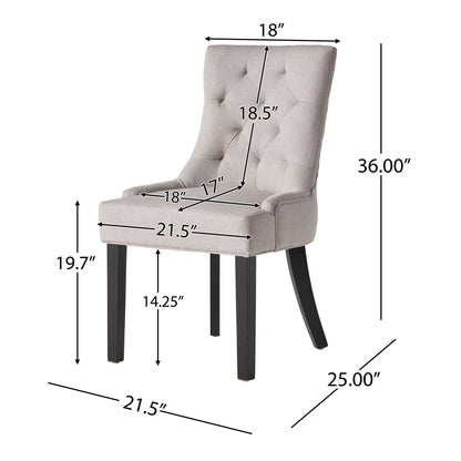 Quenching - Dining Chair With Sloped Arms And Diamond Tufting (Set of 2) - Light Gray