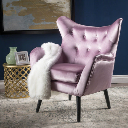 Alyssa - Upholstered Arm Chair With Wingback Design - Lavender