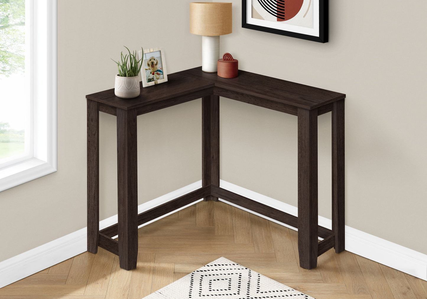 Corner Accent Console Table For Entryway, Contemporary & Modern - Espresso