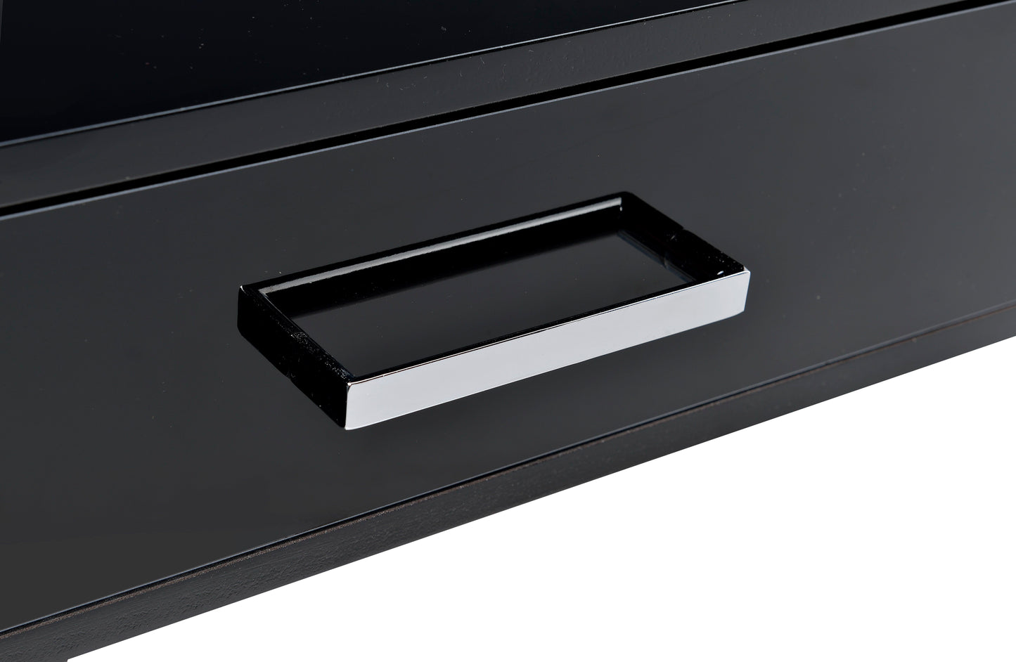 Coleen - High Gloss Writing Desk With USB - Black / Chrome