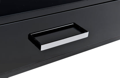 Coleen - High Gloss Writing Desk With USB - Black / Chrome
