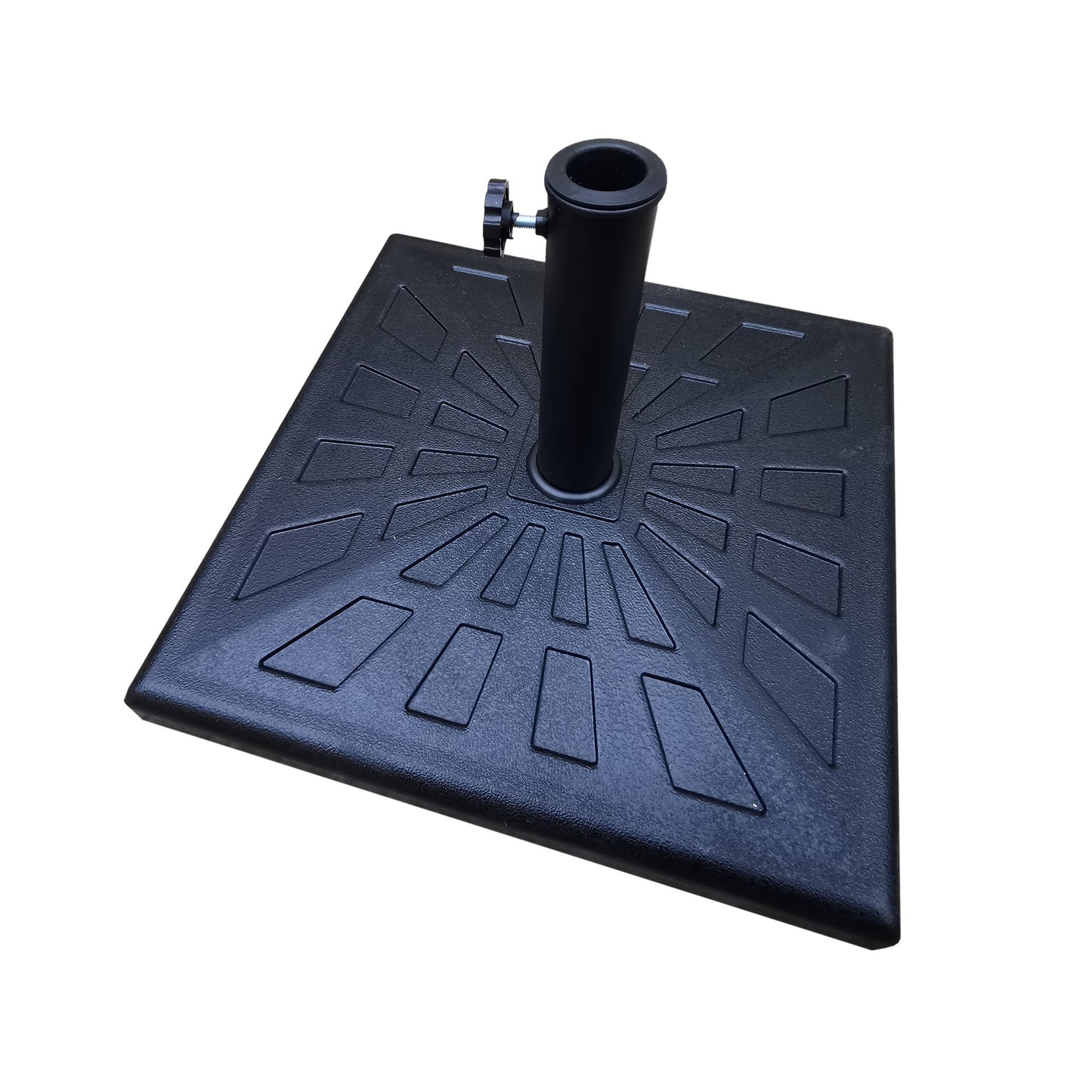 8.8' Outdoor Aluminum Patio Umbrella, Patio Umbrella, Market Umbrella With 42 Pound Square Resin Umbrella Base, Push Button Tilt And Crank Lift - Navy Blue