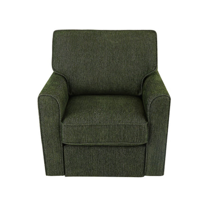 360ÔøΩÔøΩ Swivel Chair Accent Barrel Armchair With Side Pockets, Chenille Upholstery, Compact Size - Green