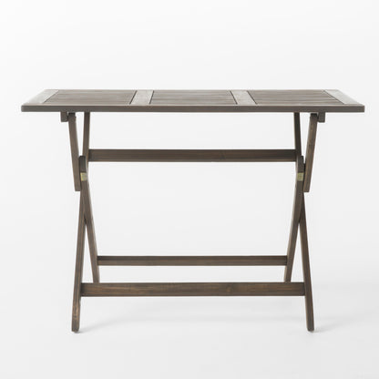 Blissique - Outdoor Foldable Wood Dining Table With Slat Design - Gray