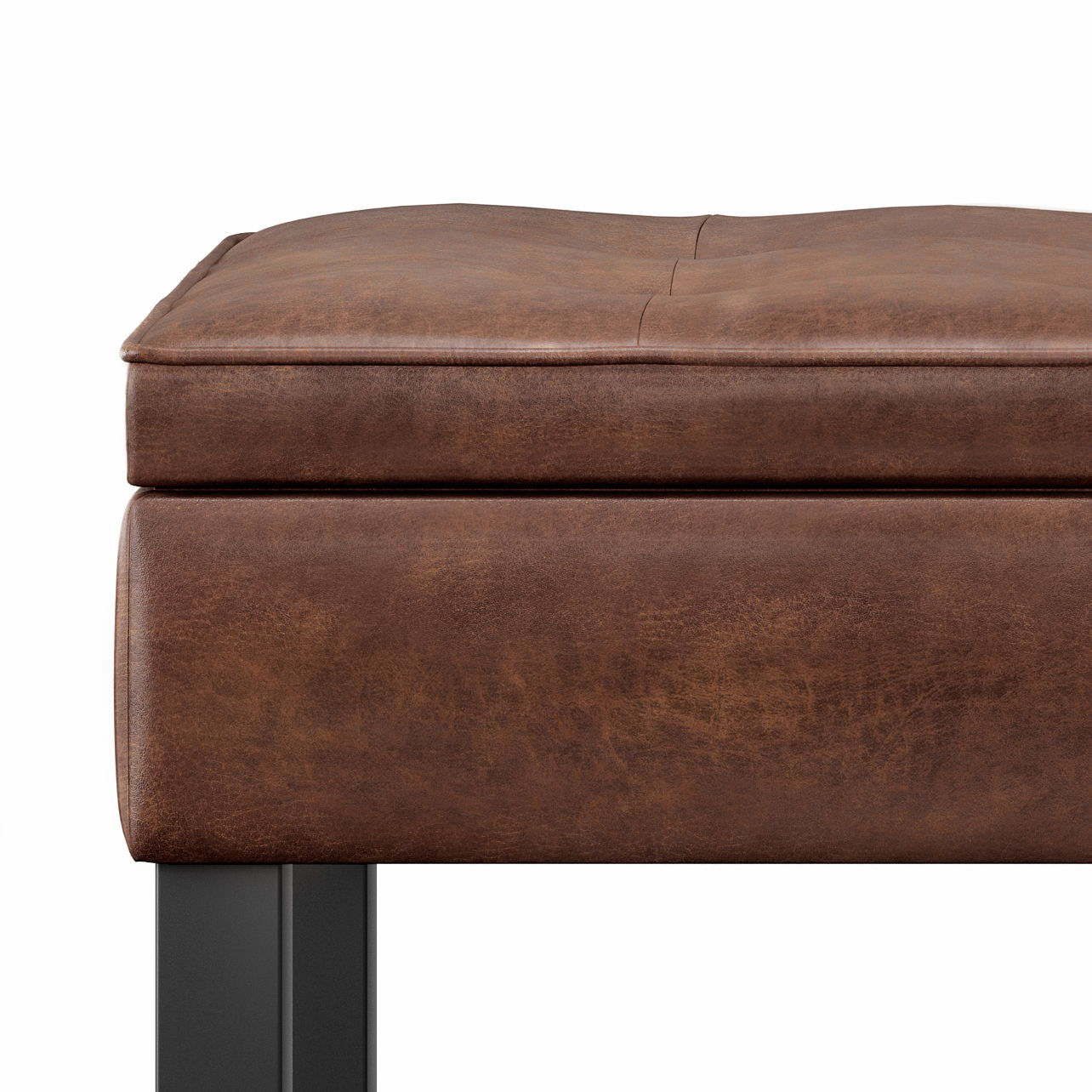 Cosmopolitan - Storage Ottoman Bench With Open Bottom - Distressed Saddle Brown