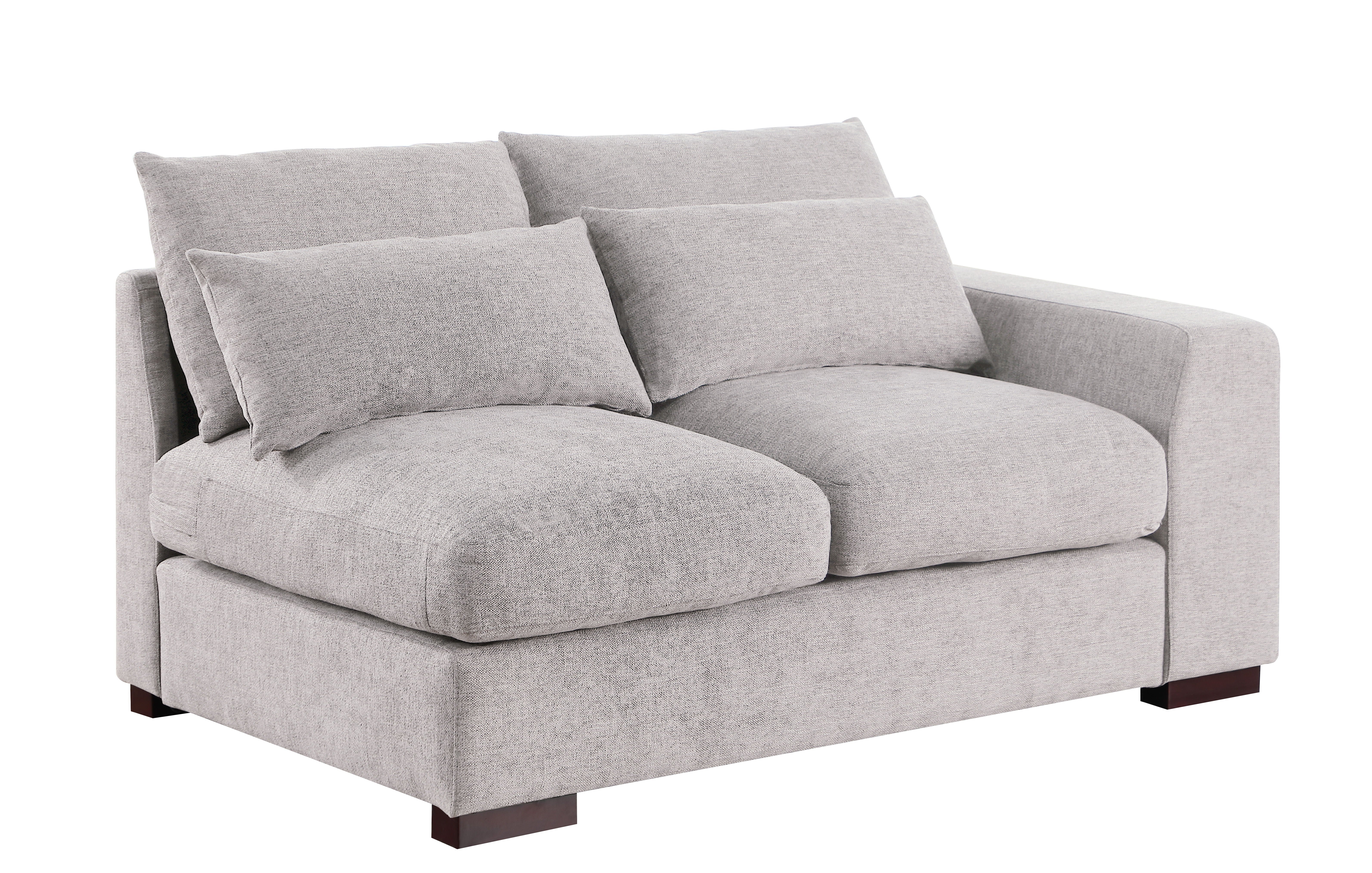 Tatman - Linen Blend Sectional With 2 Ottomans - Light Gray