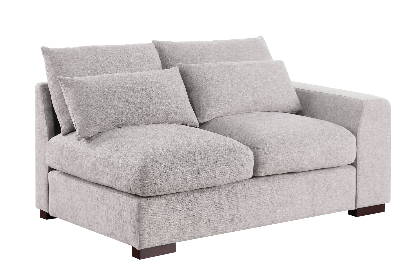 Tatman - Linen Blend Sectional With 2 Ottomans - Light Gray