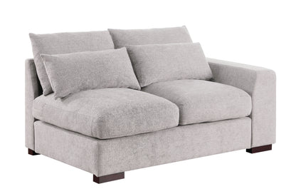 Tatman - Linen Blend Sectional With 2 Ottomans - Light Gray