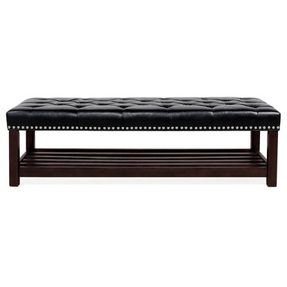 Wooden Base Upholstered Bench For Bedroom For Entryway - Black