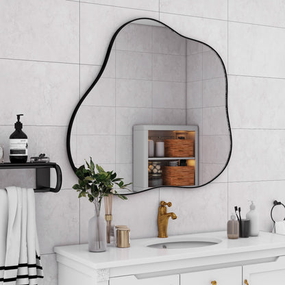 Cloud Shaped Metal Accent Wall Mirror - Black