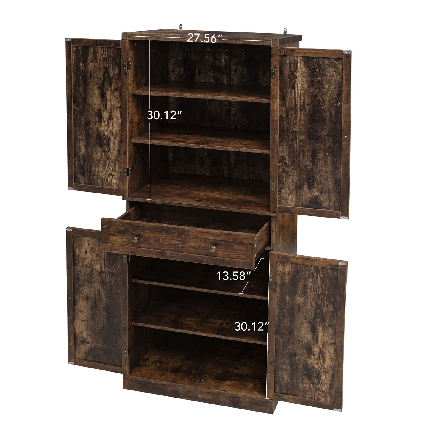 4 Door Cabinet With 1 Drawer, With 4 Adjustable Inner Shelves, Storage Cabinet - Natural