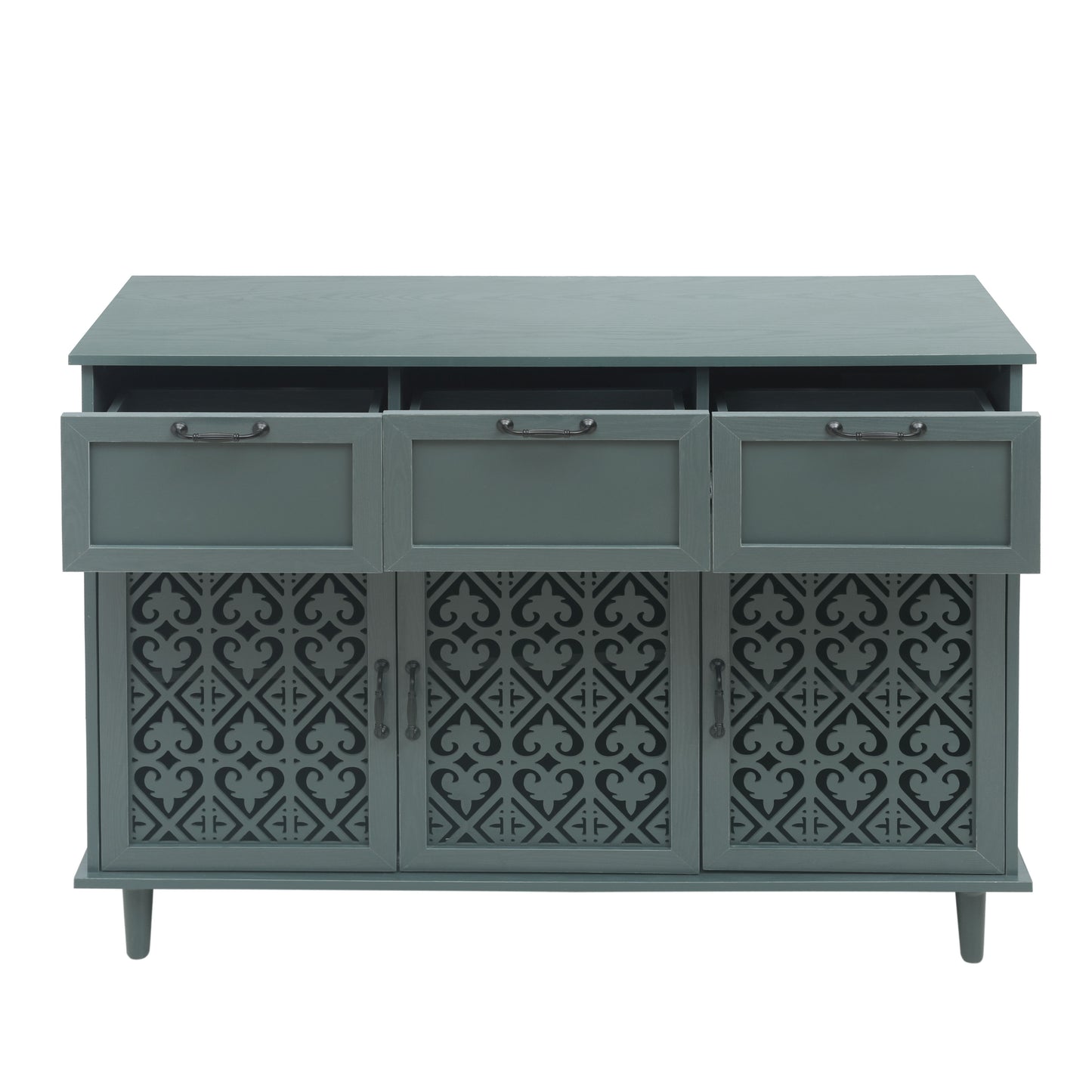 3 Door 3 Drawer Cabinet, American Furniture, Suitable For Bedroom, Living Room, Study - Dark Green