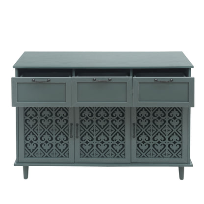 3 Door 3 Drawer Cabinet, American Furniture, Suitable For Bedroom, Living Room, Study - Dark Green