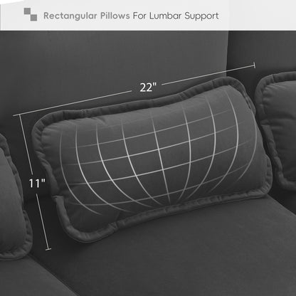 Modern U-Shaped Sectional Sofa With Waist Pillows, 6 Seat Upholstered Symmetrical Sofa Furniture, Sleeper Sofa Couch With Chaise Lounge - Gray