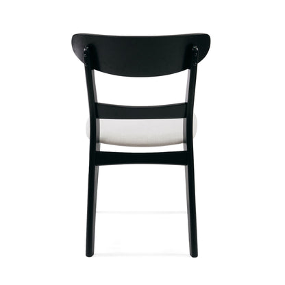 Dining Chair (Set of 2), Mid Century Dining Chairs With Cushioned Seats And Wood Frame - Light Beige / Black