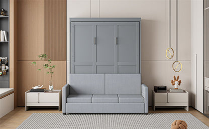 Full Size Murphy Wall Bed With Cushion - Gray