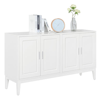 4 Door Sideboard Storage Cabinet With Door Shelf For Living Room And Dining Room, 2 Large Cabinets With Adjustable Shelf - White