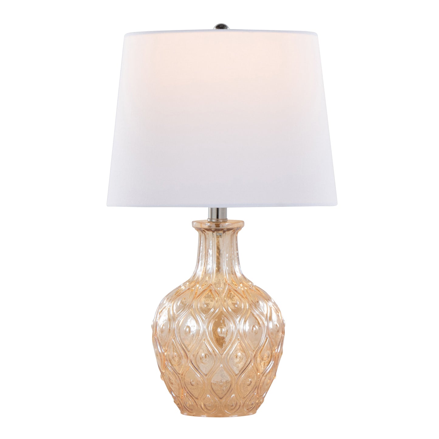 Gloria - Round Contemporary Lamp (Set of 2) - Clear Champagne Lustre / Chrome / White