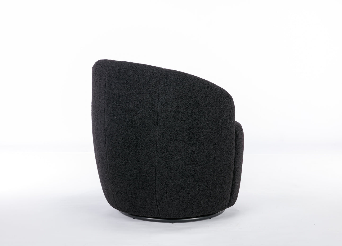 Teddy Fabric Swivel Accent Armchair Barrel Chair With Black Powder Coating Metal Ring - Black