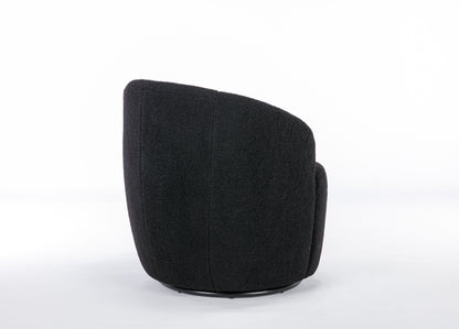 Teddy Fabric Swivel Accent Armchair Barrel Chair With Black Powder Coating Metal Ring - Black