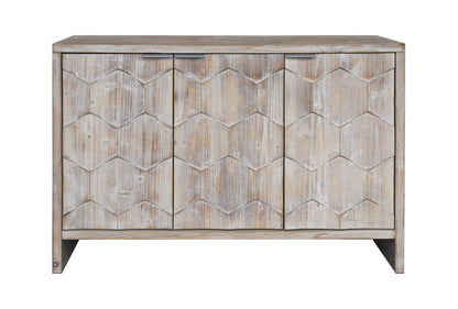Accent Cabinet Farmhouse Style 3 Door Wooden Cabinet Sideboard Buffet Server Cabinet Storage Cabinet, For Living Room - Natural Wood Wash