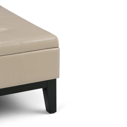Dover - Square Coffee Table Storage Ottoman - Satin Cream