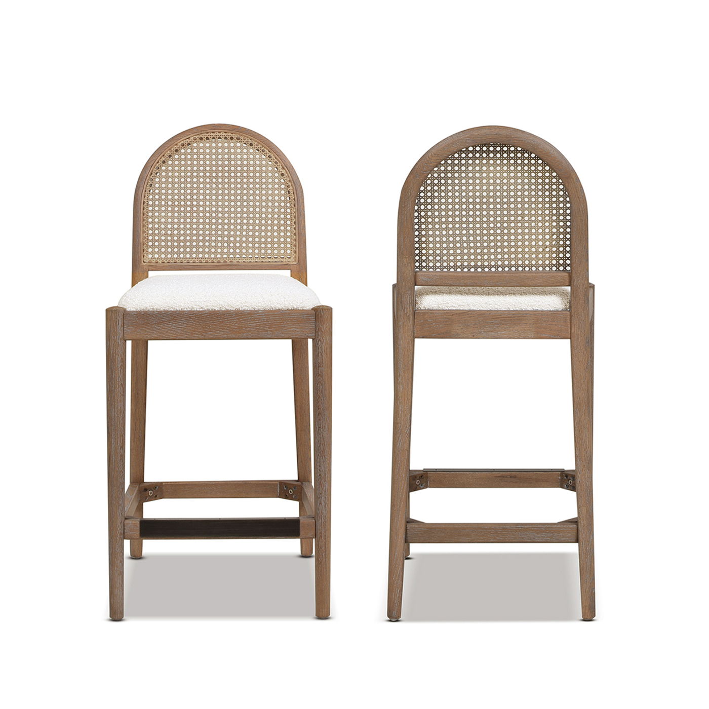 Panama - Curved Back Cane Counter Stool (Set of 2) - Ivory White