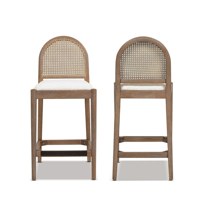 Panama - Curved Back Cane Counter Stool (Set of 2) - Ivory White