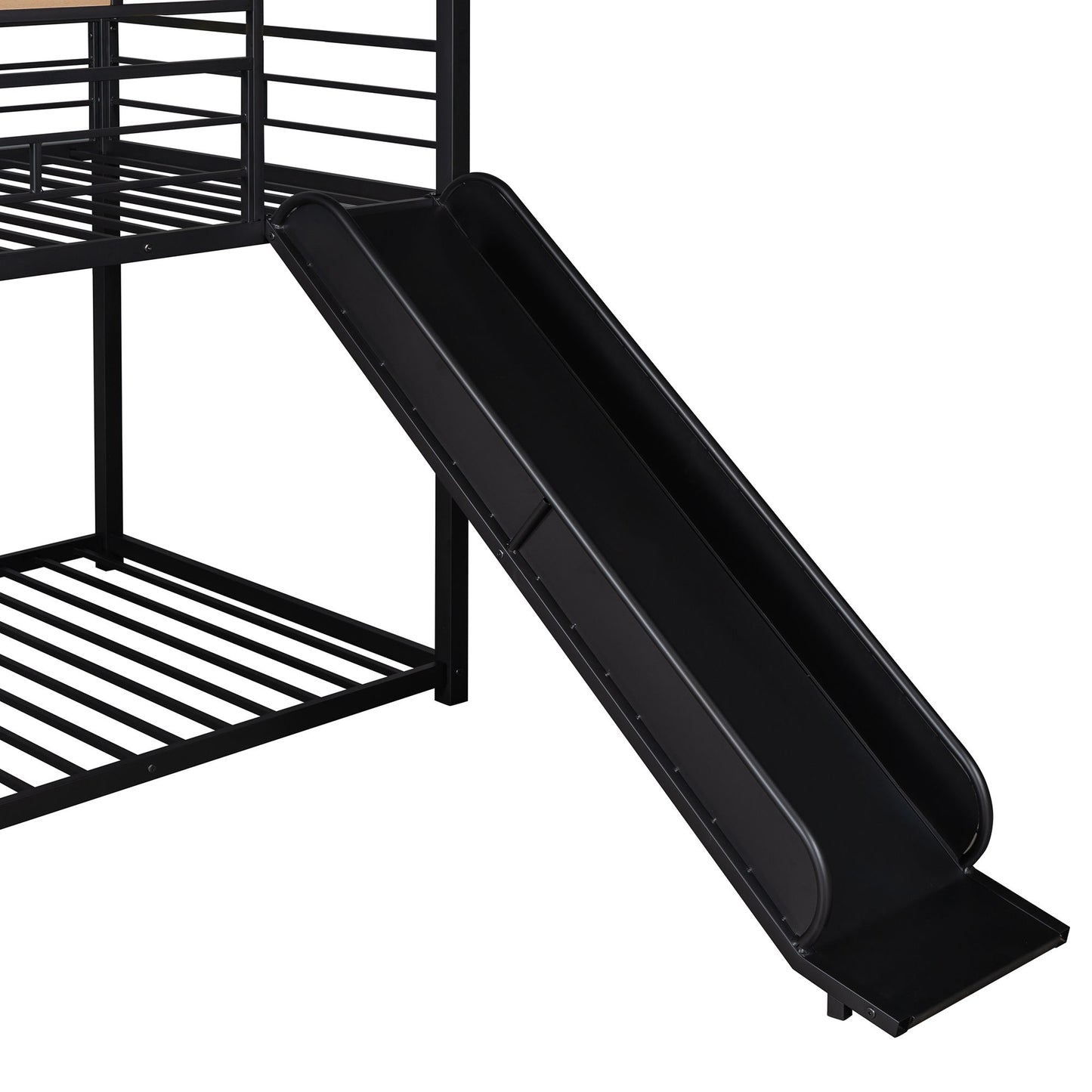 Twin Over Twin Bunk Bed, Housebed With Slide - Black