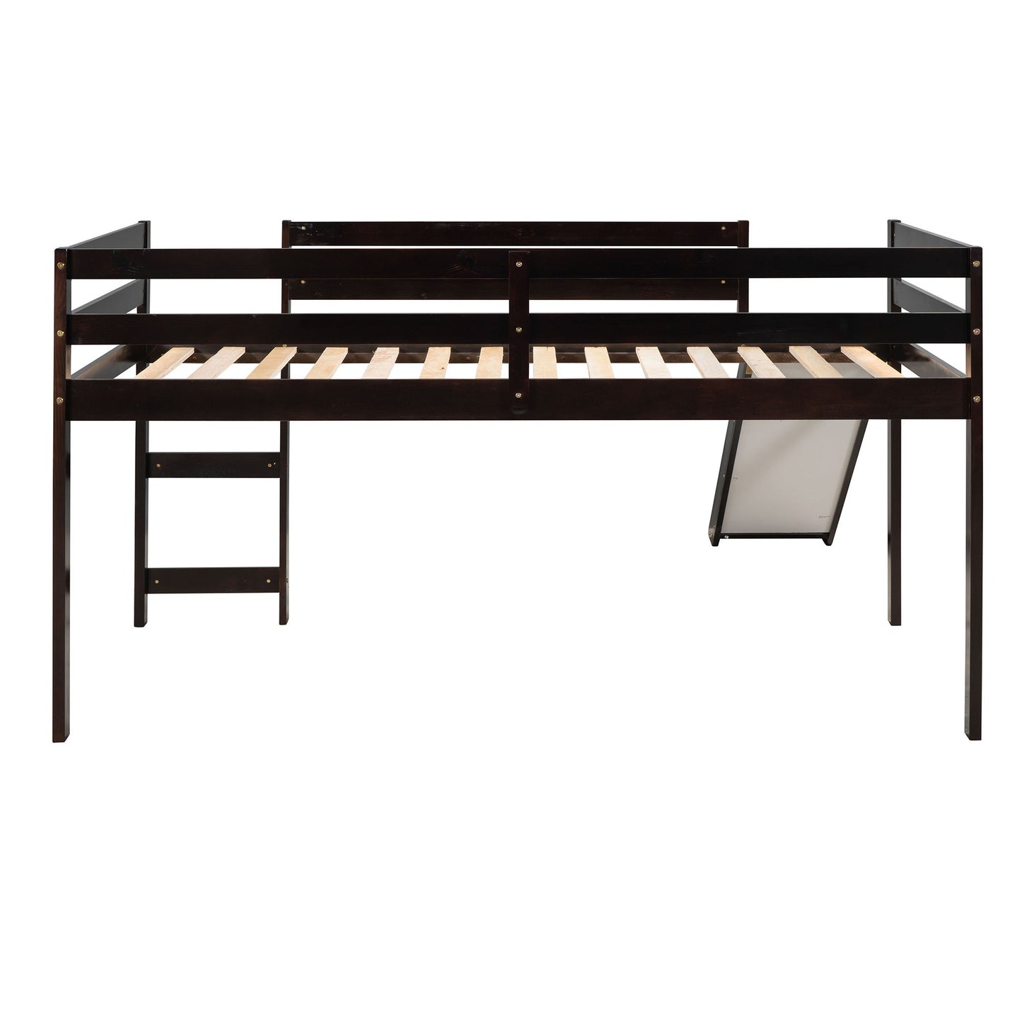 Twin Loft Bed With Slide, Multifunctional Design - Espresso