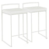 Fuji - Contemporary Stackable Counter Stool (Set of 2) - White - Velvet