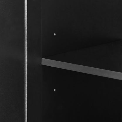 Tall Bathroom Storage Cabinet, Cabinet With 2 Doors And Drawers, Adjustable Shelf - Black
