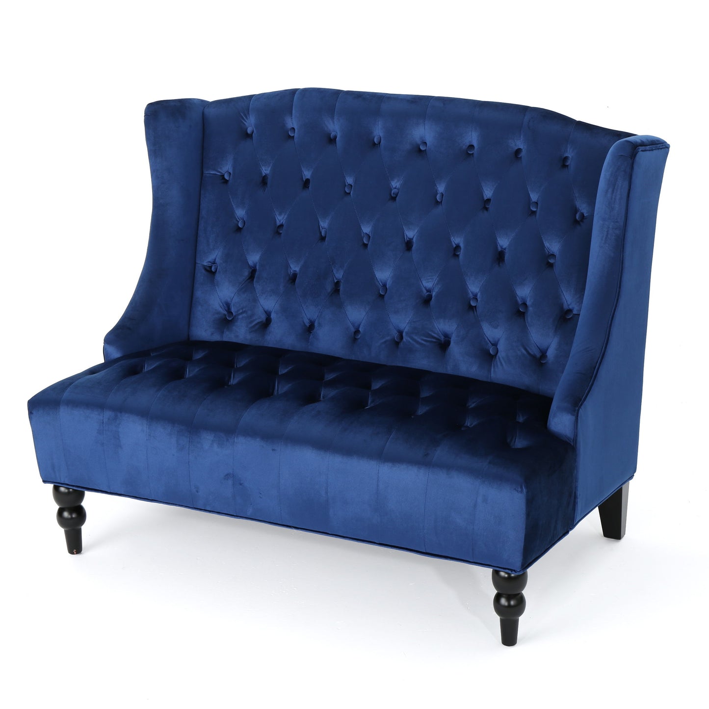 Nurturing - Upholstered Loveseat With Wing Back And Diamond Tufting - Navy Blue