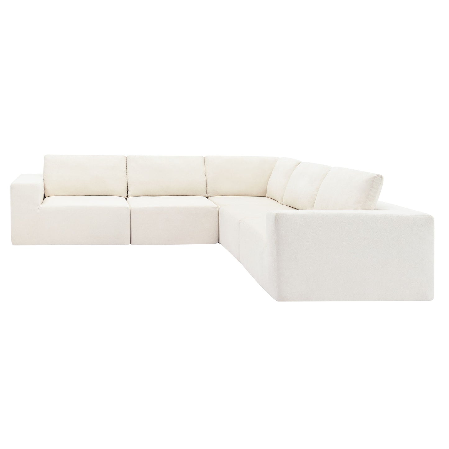 Modular Sectional With Wide Seat Free Combination L Shaped Couch Set Cloud Upholstered Minimalist Boneless Sofa - Beige