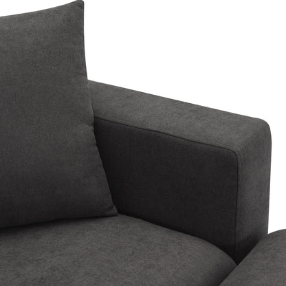 Modern Sectional Sofa, L-Shaped Couch Set With 2 Free Pillows, 4 Seat Polyester Fabric Couch Set With Convertible Ottoman - Dawn Gray