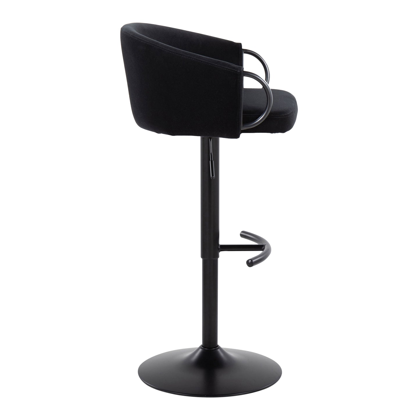 Claire - Contemporary Adjustable Barstool With Swivel With Rounded T Footrest (Set of 2) - Black