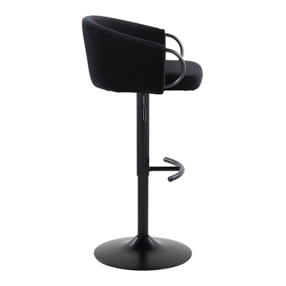 Claire - Contemporary Adjustable Barstool With Swivel With Rounded T Footrest (Set of 2) - Black