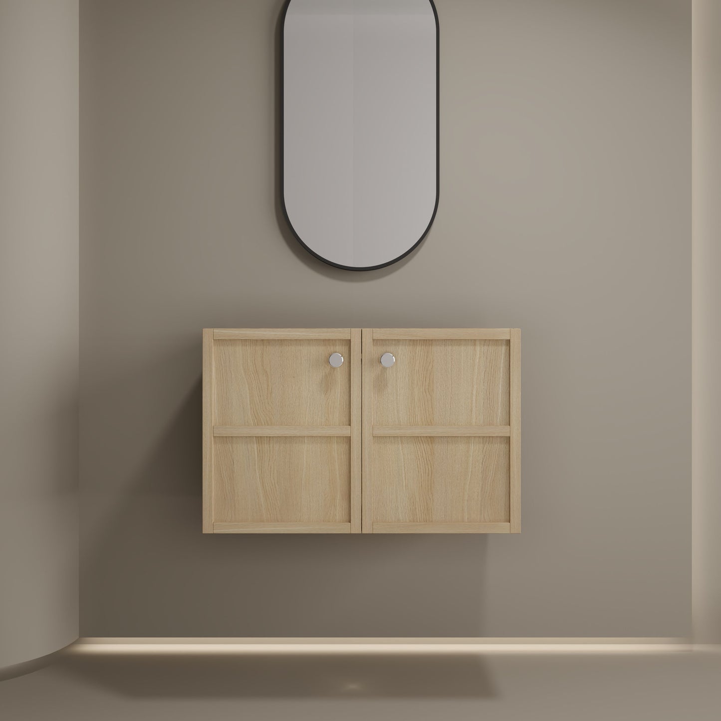 Modern 30" Wall Mounted Bathroom Vanity With Soft Closing Doors, Excluding Sink - Oak