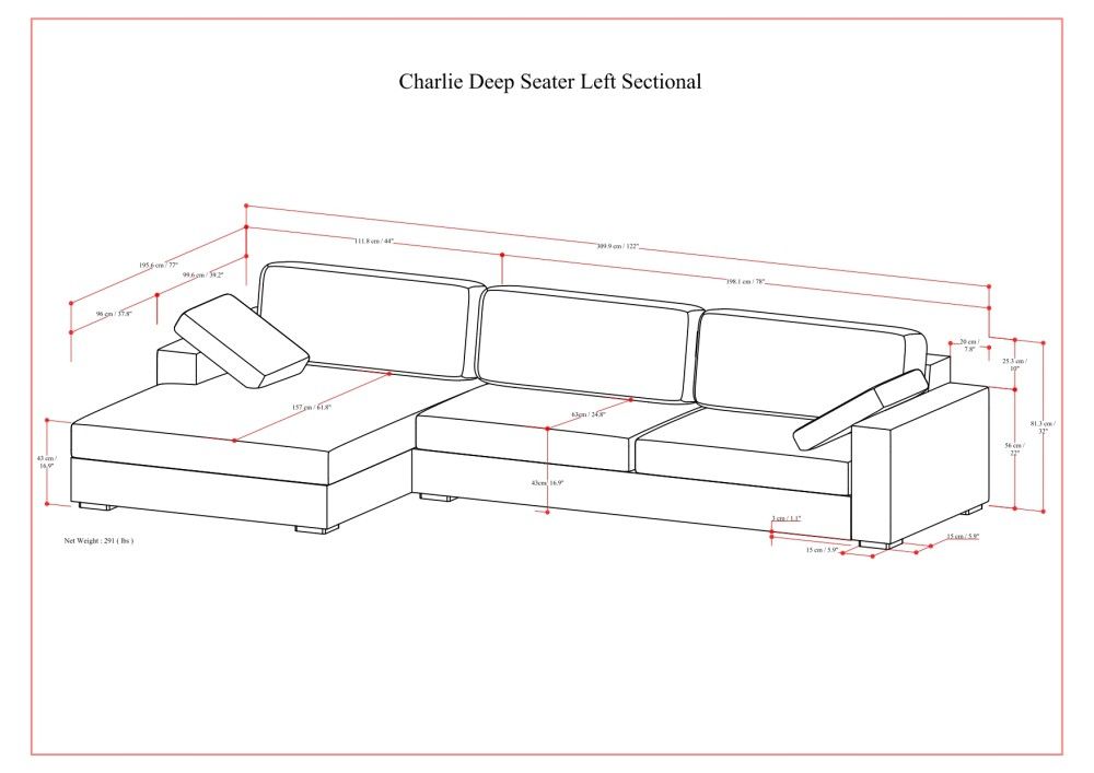 Charlie - Deep Seater Left Sectional Sofa - Gray